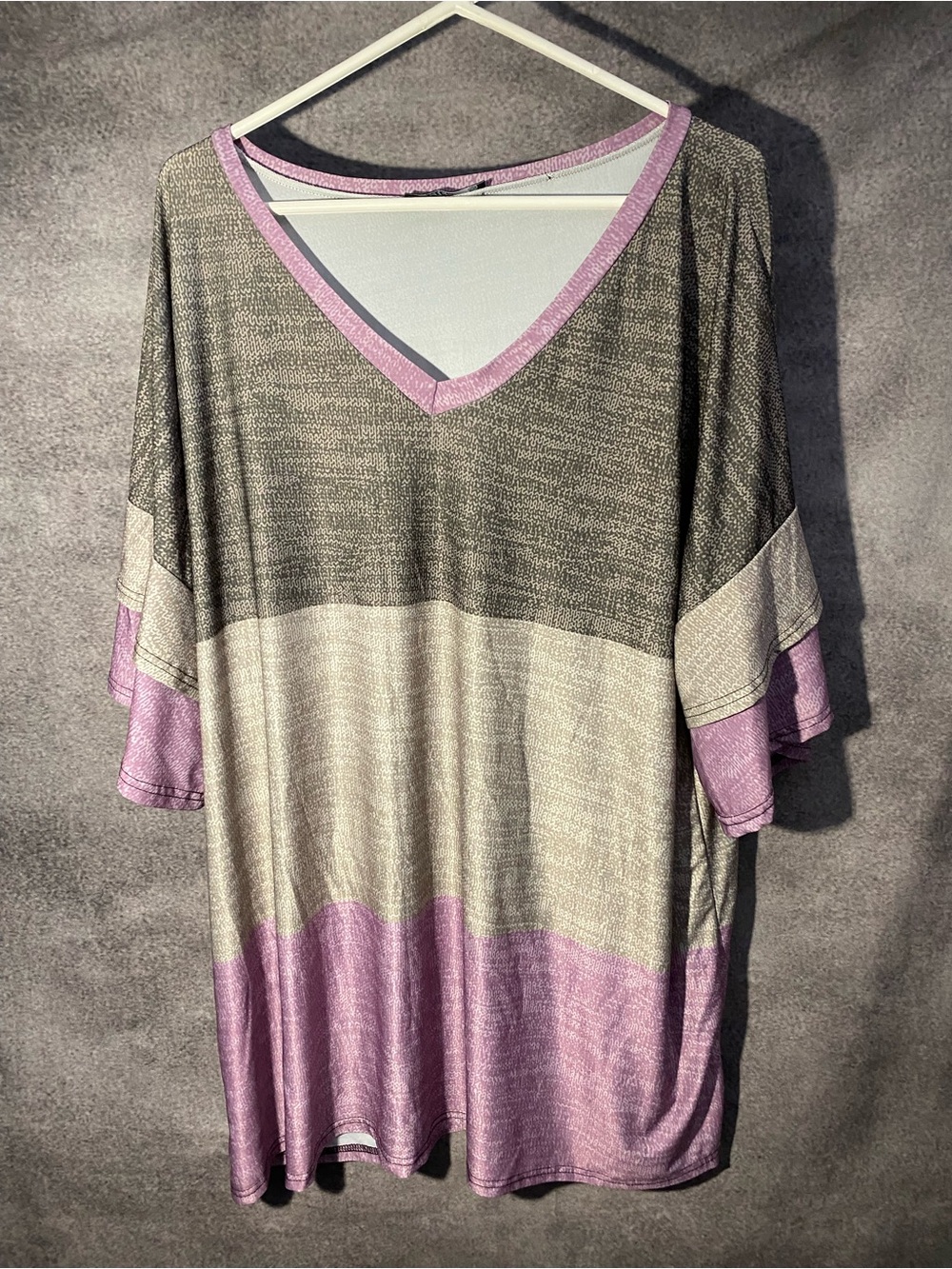 Lily by Fimiana Women's 4XL Top Colorblock V-Neck Short Sleeve Tunic Blouse